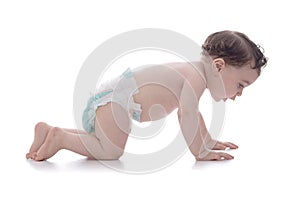 Happy Young Baby Learning Crawling