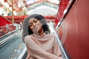 Happy young black girl smiling portrait outdoor