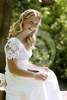Happy young blond bride
