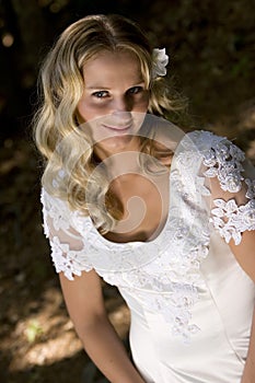 Happy young blond bride