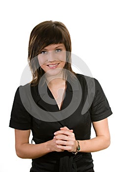 Happy young brunette woman