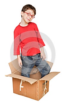 Happy young children in box