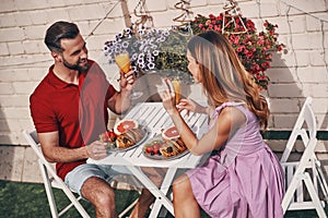 Happy young couple in casual clothing