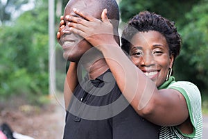 Happy young couple in countryside