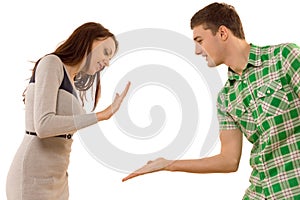 Happy young couple doing a high fives