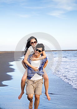 Happy young couple enjoying summer vacation