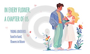 Happy young couple flat illustration