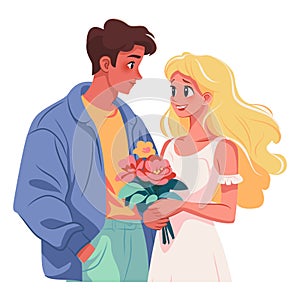 Happy young couple flat illustration