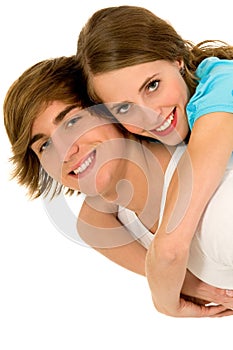 Happy young couple hugging