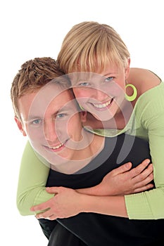 Happy young couple hugging