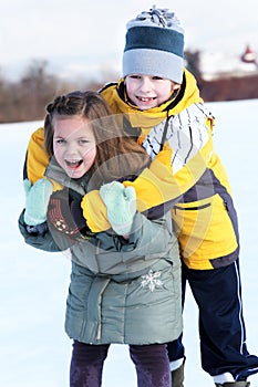 Happy young couple outdoor