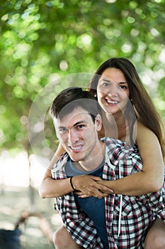 Happy young couple outdoor