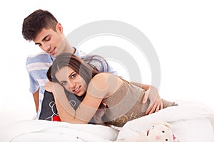 Happy young couple relaxing