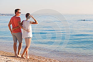 Happy young couple relaxing at Garda lake. Italy, Europe