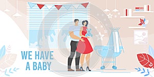 Happy Young Couple Take of Newborn Baby Ad Poster