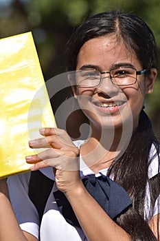 Happy Young Diverse Person Wearing Glasses With Notebooks