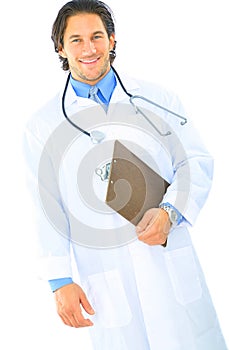 Happy Young Doctor Holding Report