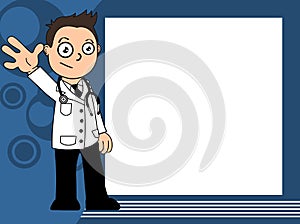 Happy young doctor kid cartoon expression frame background