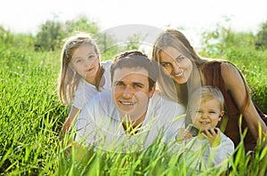 Happy young family with children