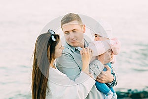 Happy young family spending time outdoor