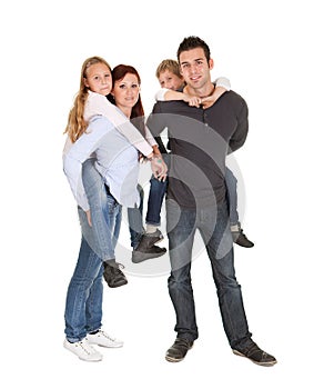 Happy young family spending time together