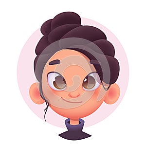 Happy young girl character. Avatar character illustration.