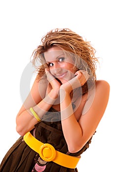 Happy young girl in funny dress