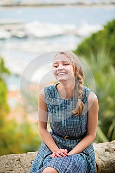 Happy young girl at Le Suquet in Cannes