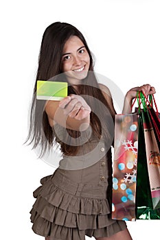 Happy young girl shopping