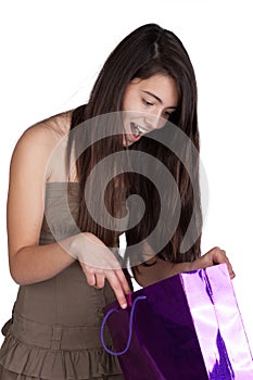Happy young girl shopping