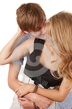 Happy young loving couple embracing