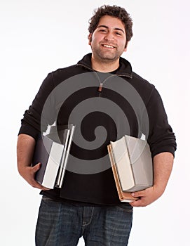 Happy young man with books