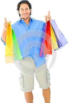 Happy Young Man Carrying Shopping Bag