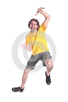 Happy young man dancing