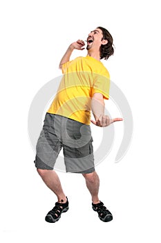 Happy young man dancing