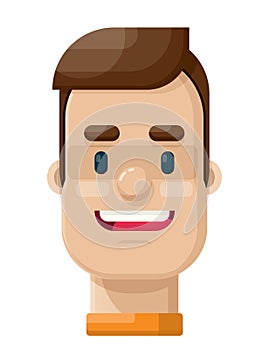 Happy Young Man Flat Vector illustration Icon Avatar