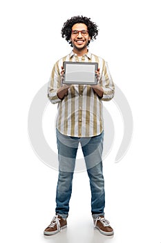 happy young man with tablet computer