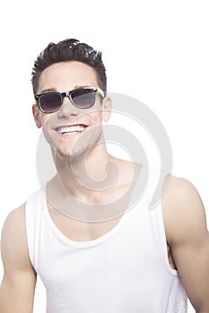 Happy Young Man In Tanktop