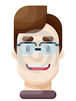 Happy Young Man wearing Eyeglasses Flat Vector illustration icon