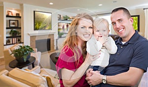 Young Military Family Inside Their Beautiful Living Room photo