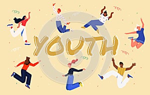 Happy young people vector concept