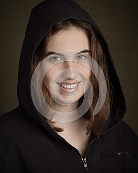 Happy Young Teenager Wearing a Hoody Jumper