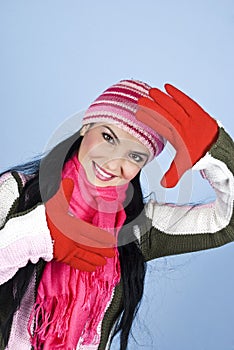 Happy young winter woman