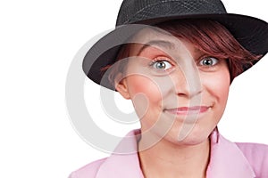 Happy young woman with funny expression