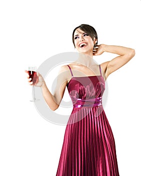 Happy young woman with glass