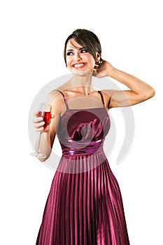 Happy young woman with glass