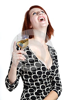 Happy young Woman With A Glass of Wine