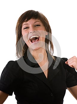 Happy young woman laughing