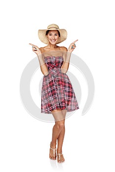 Happy young woman portrait in country style