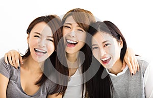 happy Young Women Faces Looking at Camera